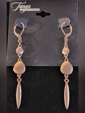 Tanya Creations Gold Tone Geometric Dangle Leverback Earrings